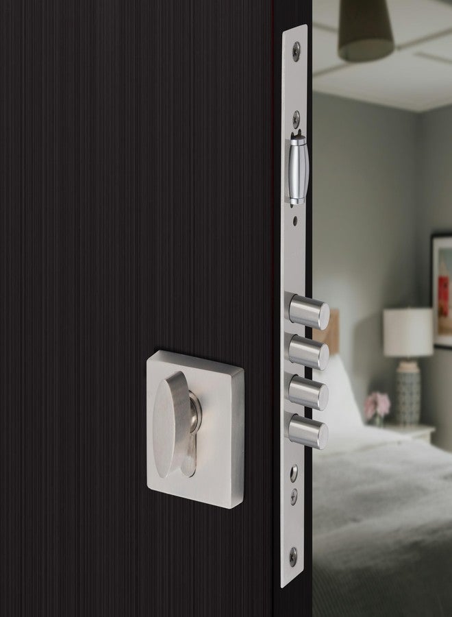 Kunal Heavy Duty Brass Door Lock Set with Euro Profile Cylinder - 4 Stainless Steel Deadbolts, Roller Latch, & Thumb Turn - High Security Entrance Lock for Wooden & Metal Doors (SS Finish 1 Set.) - Image 2